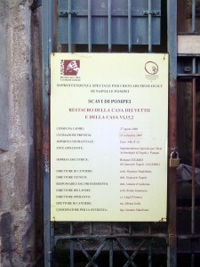 Casa dei Vetti. Tabella di cantiere