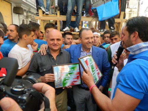 Ass.re F. Porcaro e Sindaco F. Di Maiolo alla Festa dei Giigli di Mariglianella del 2012