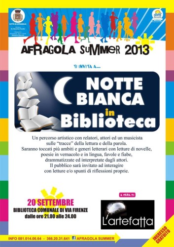 locandina notte  bianca in biblioteca 2013