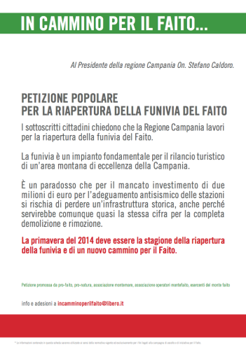 petizione per la funiva del faito