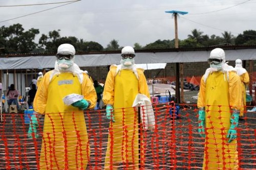 The burial team at ELWA 3, MSFs Ebola Management centre in Monrovia.