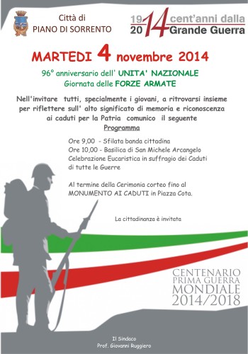 Manifestazioni 4 novembre Piano di Sorrento