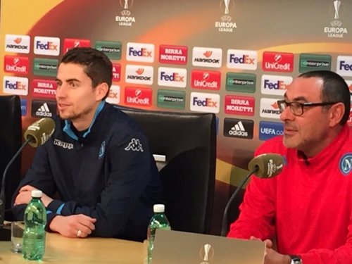 Jorginho e Sarri Conferenza Europa League