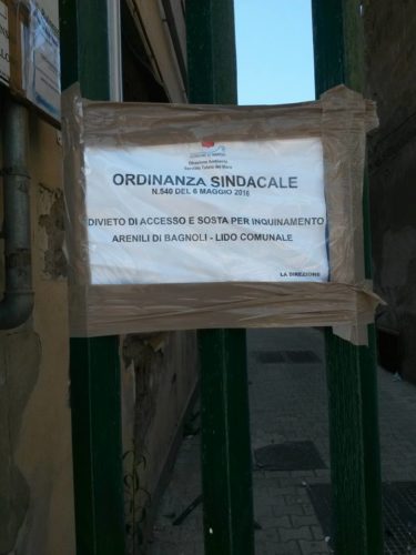 Divieto di balneazione e accesso all'arenile Bagnoli