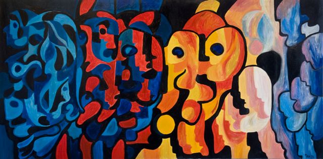 People, olio su tela, 100x200, 1994