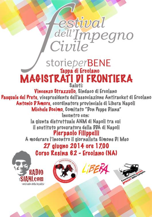 “Magistrati di frontiera”, il Festival dell’Impegno civile ad Ercolano