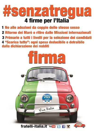 Sabato 19 luglio gazebo per raccolta firme #senzatregua