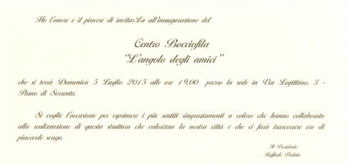 Invito inaugurazione Bocciofila