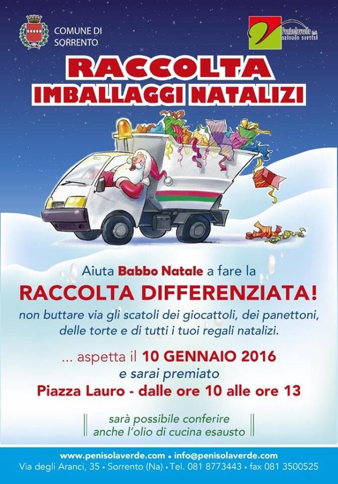 Sorrento, torna Babbo Natale per portare via gli imballaggi delle feste