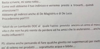 lettera di minacce 1