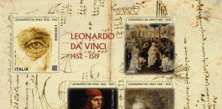 Quattro francobolli per il cinquecentenario della scomparsa di Leonardo da Vinci