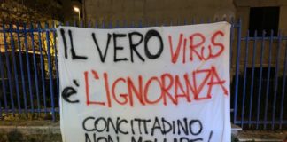 San Giorgio a Cremano, striscione in via Cappiello per il 55enne affetto da Coronavirus
