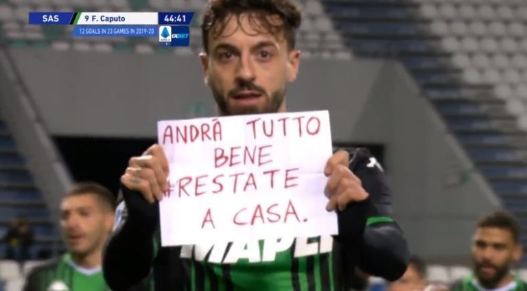 Coronavirus: Il bomber del Sassuolo, Ciccio Caputo, fa goal ed invita tutti a stare a casa