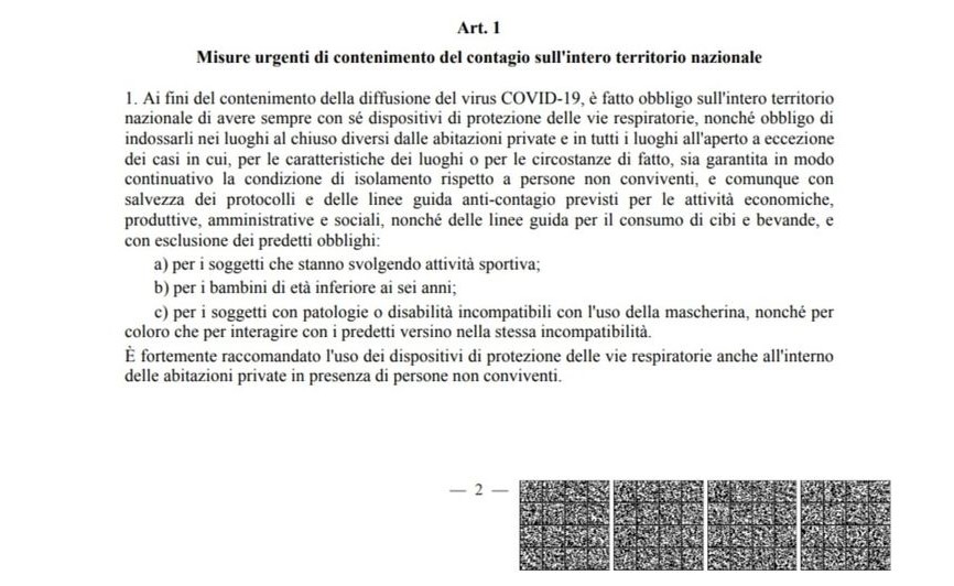 DPCM 3 novembre 2020