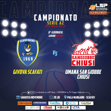 Givova Scafati Umana Chiusi al Palamangano per l'anticipo della sesta giornata