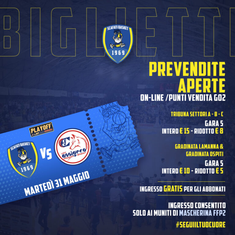 Givova Scafati, gara cinque: Prevendita i biglietti di ingresso al PalaMangano Givova Scafati, gara cinque: Prevendita i biglietti di ingresso al PalaMangano