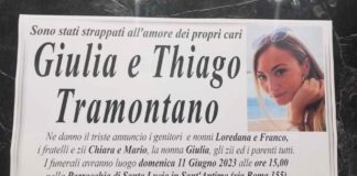 manifesto funebre Giulia e Thiago a Sant'antimo