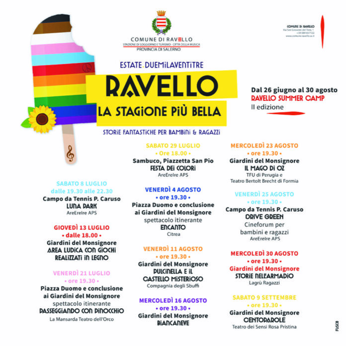 Ravello, al via la rassegna "Ravello la stagione più bella", dedicata a bambini e ragazzi