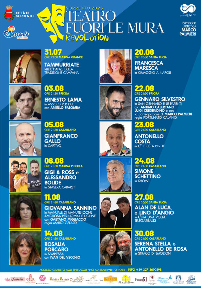 A Sorrento l'edizione 2023 di “Teatro Fuori Le Mura Revolution”