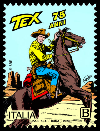 Un Francobollo dedicato a Tex Willer, nel 75° anniversario della prima uscita in edicola
