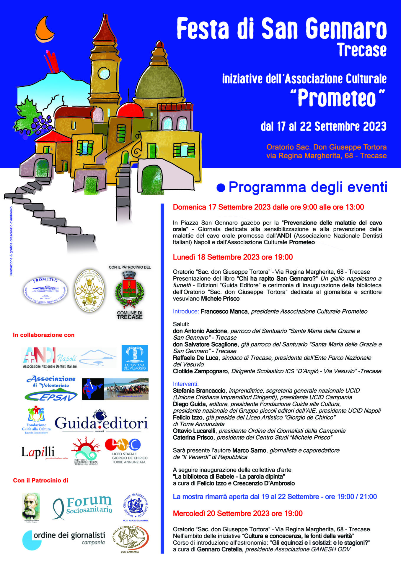 Iniziative culturali dell’associazione Prometeo a Trecase per i festeggiamenti in onore di San Gennaro 2023
