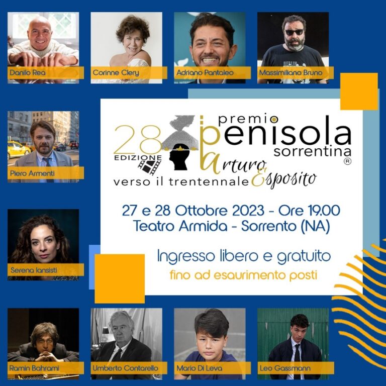 XXVIII Premio Penisola Sorrentina: kermesse all’insegna di cinema, musica, teatro e serie tv XXVIII Premio Penisola Sorrentina: kermesse all’insegna di cinema, musica, teatro e serie tv