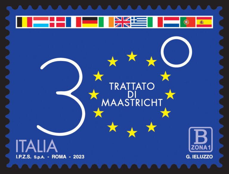 Un francobollo italiano celebra il Trattato di Maastricht