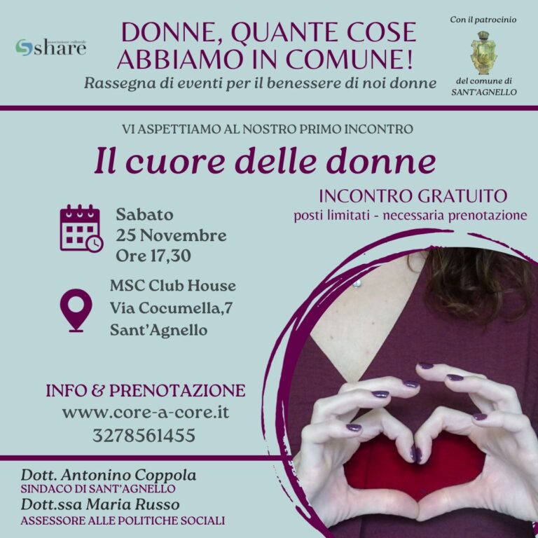 Sant’Agnello, al via la rassegna di incontri gratuiti dedicati alla salute delle donne