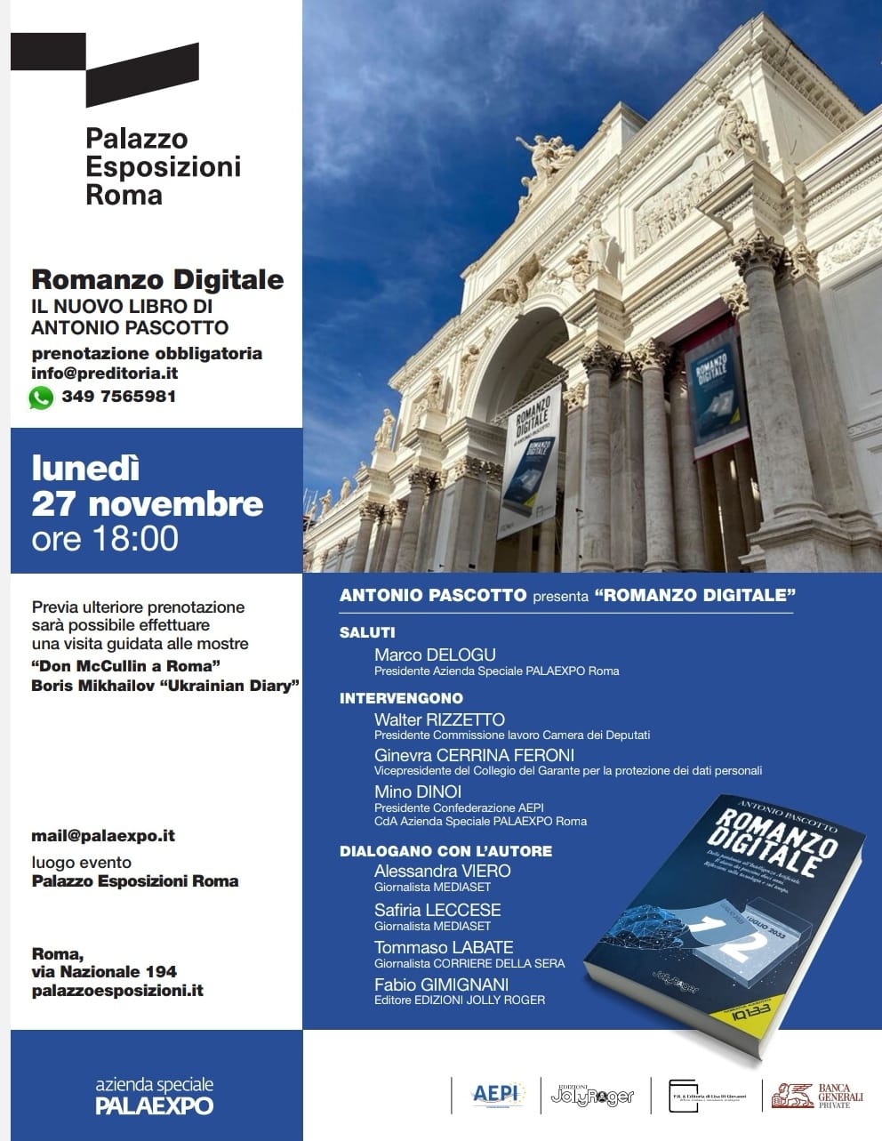 Rivoluzione digitale: presentazione del nuovo libro di Antonio Pascotto "Romanzo Digitale" il 27 novembre a Roma
