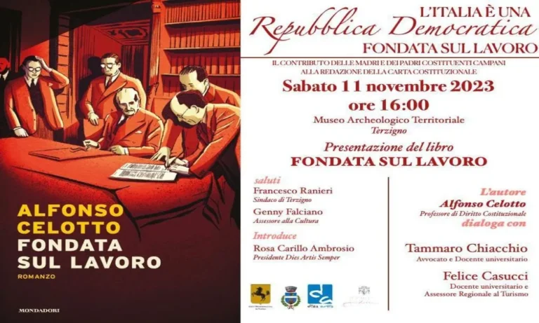 Al Museo Archeologico di Terzigno, la presentazione del libro di Alfonso Celotto “Fondata sul lavoro”