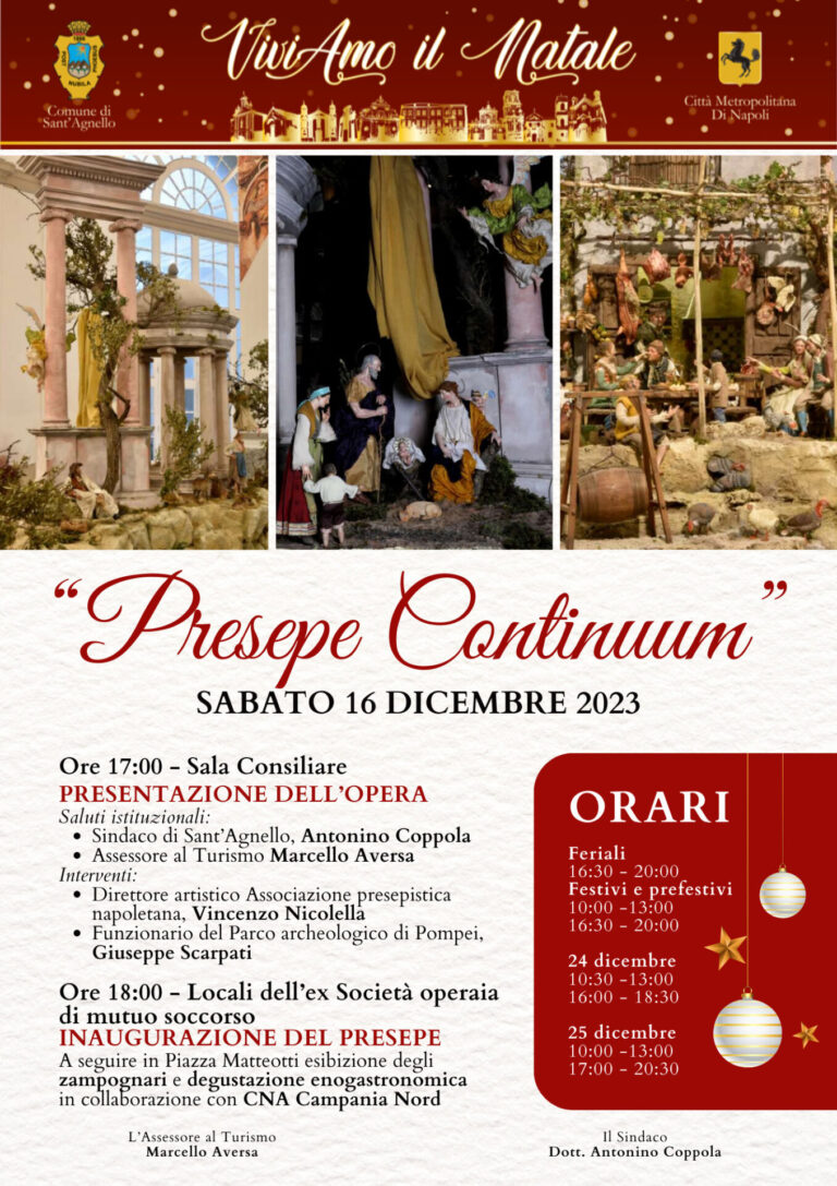 Sant’Agnello, inaugurazione del “presepe continuum” sabato 16 Dicembre