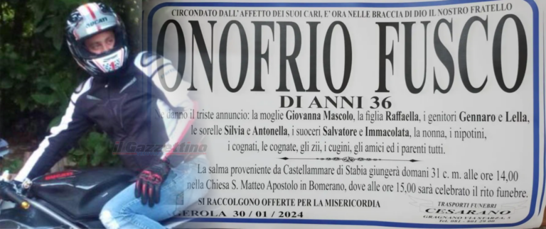L’ultimo saluto a Onofrio Fusco: Agerola in lutto cittadino