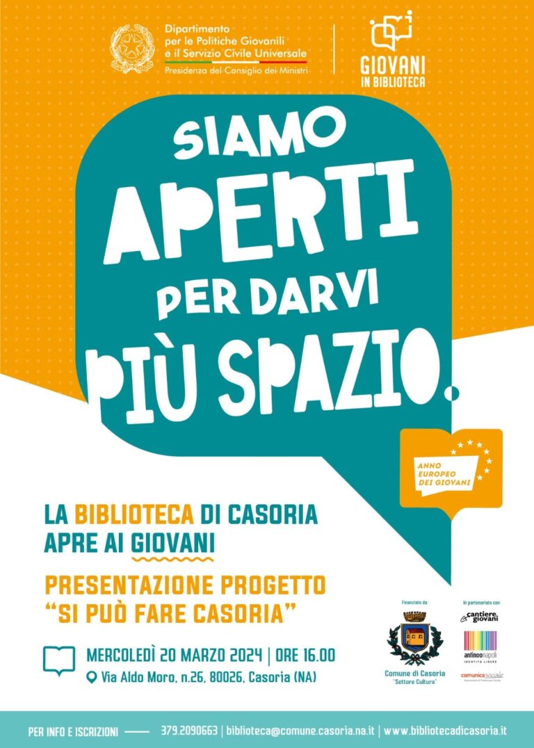 La biblioteca di Casoria diventa polo per i giovani, parte il progetto “Si puo fare Casoria”