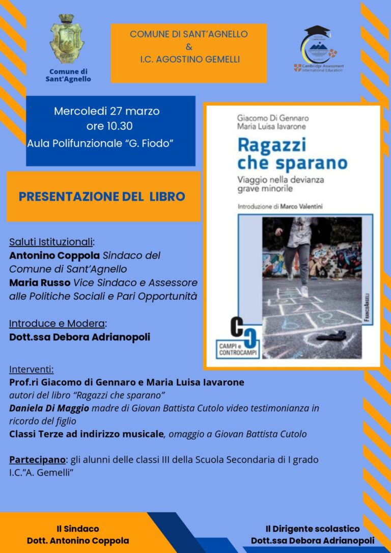 Focus sulla devianza minorile: presentazione del libro “Ragazzi che sparano”