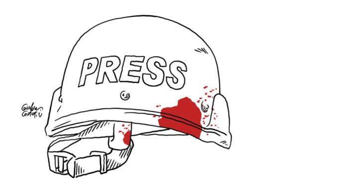 Sit-in per i giornalisti uccisi e massacrati nella Striscia di Gaza Cessare il fuoco
