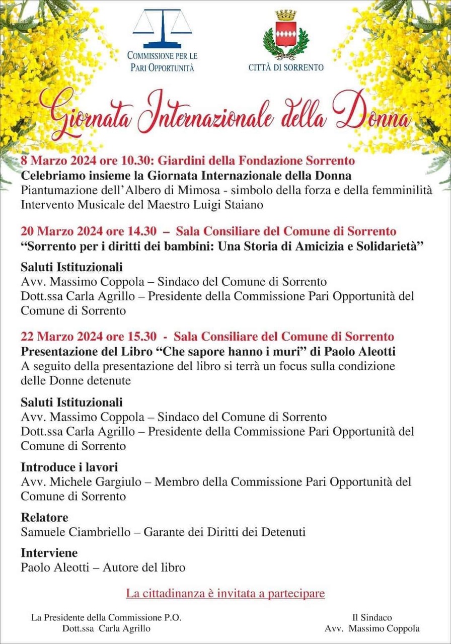 Sorrento, tre eventi per celebrare la Giornata internazionale della donna