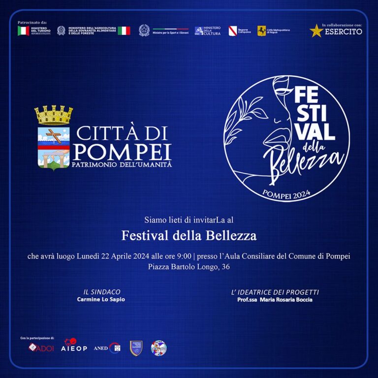 A Pompei “Dieta Mediterranea” e “Medicina Estetica” al Festival della bellezza A Pompei “Dieta Mediterranea” e “Medicina Estetica” al Festival della bellezza