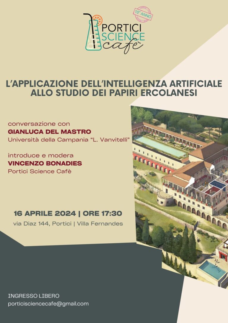 Nuovo incontro del Portici Science Cafè, in programma martedì 16 aprile