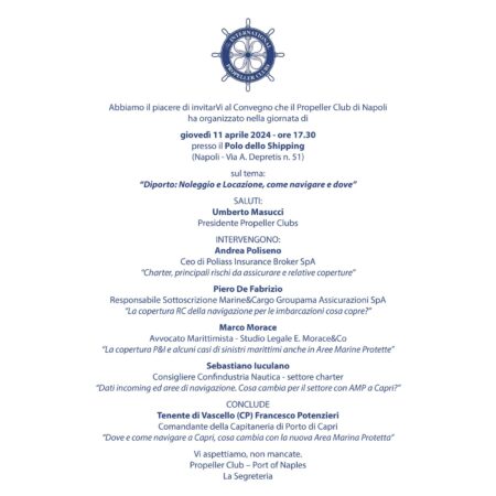 Napoli, convegno al polo dello Shipping: "Diporto: noleggio e locazione, come e dove navigare". Appuntamento l'11 aprile in via Depretis