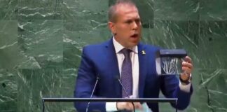 Palestina membro ONU, ambasciatore israeliano distrugge Carta Nazioni Unite