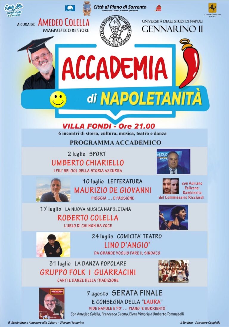 Piano di Sorrento, l’Accademia di napoletanità a Villa Fondi: 6 serate tra storia, cultura, musica, teatro e danza