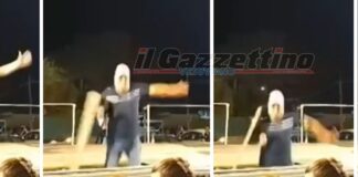 Gigione disavventura cade dal palco