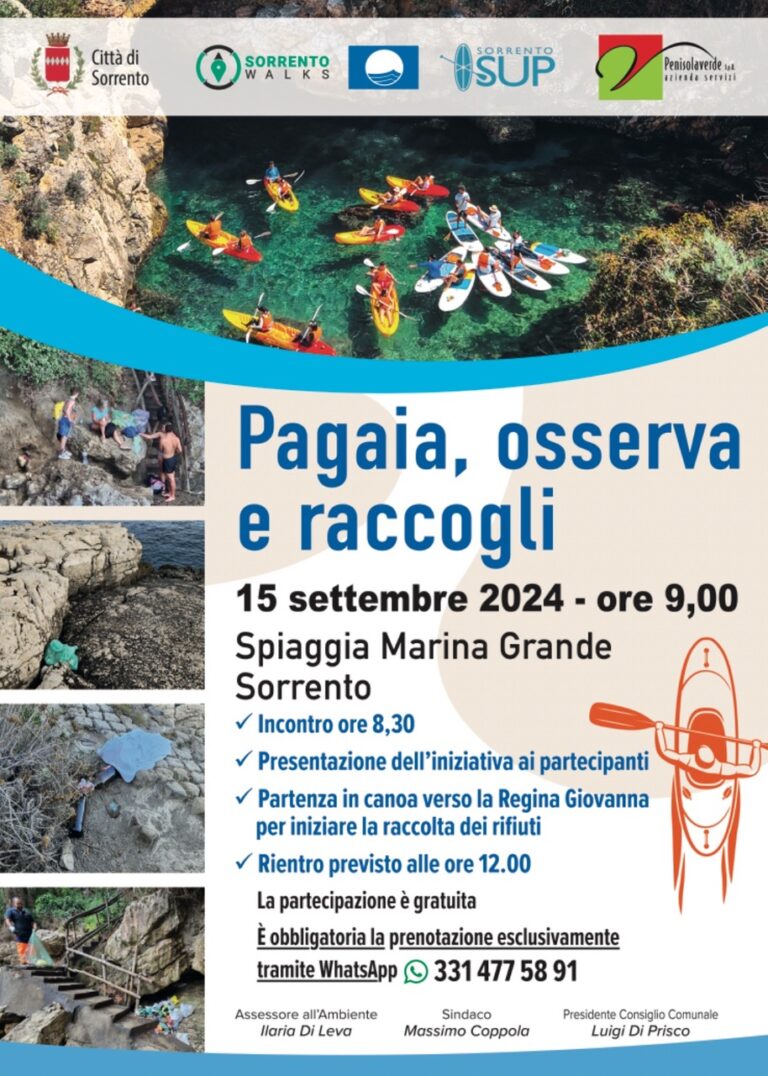“Pagaia, osserva e raccogli”, iniziativa a Sorrento