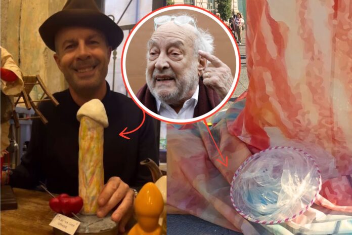 Napoli, condom giganti e statuette falliche dedicate al fantomatico Pulcinella. I figli di Gaetano Pesce: “Non doveva andare così”