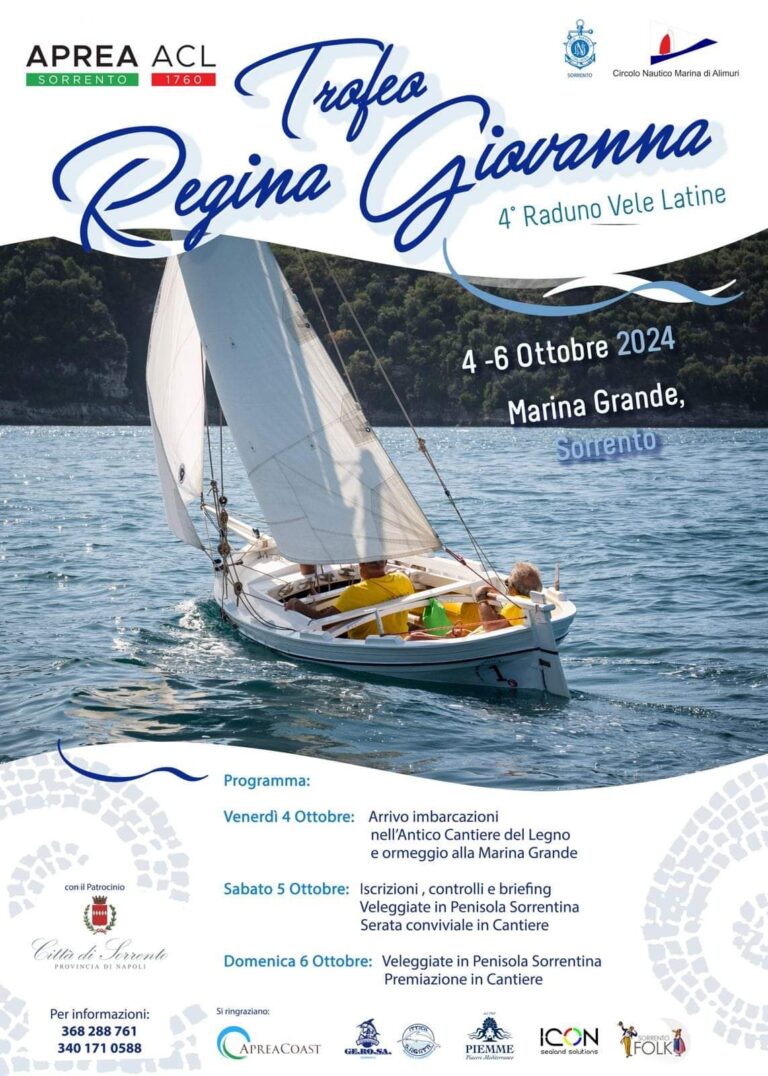 Sorrento, Trofeo Regina Giovanna: al via la quarta edizione del raduno delle vele latine