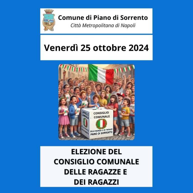 Piano di Sorrento, nasce il Consiglio Comunale delle Ragazze e dei Ragazzi. Elezioni il 25 ottobre