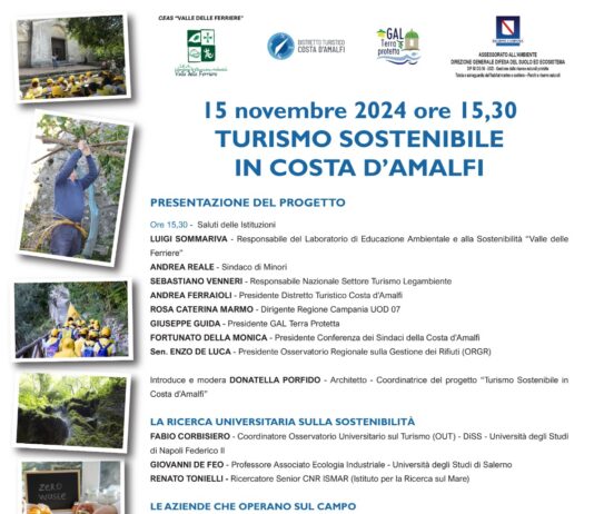“Turismo Sostenibile in Costa d'Amalfi”, venerdì 15 novembre la presentazione del progetto del LEA Valle delle Ferriere