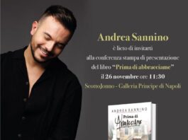 Esce il 26 novembre "Prima di Abbracciame" di Andrea Sannino