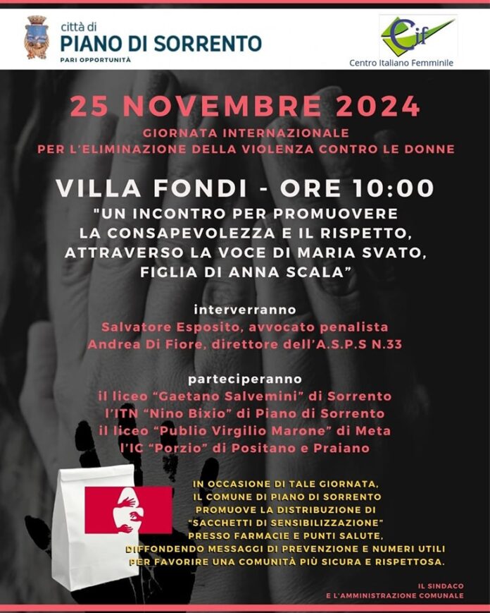 Piano di Sorrento, giornata internazionale per l'eliminazione della violenza contro le donne