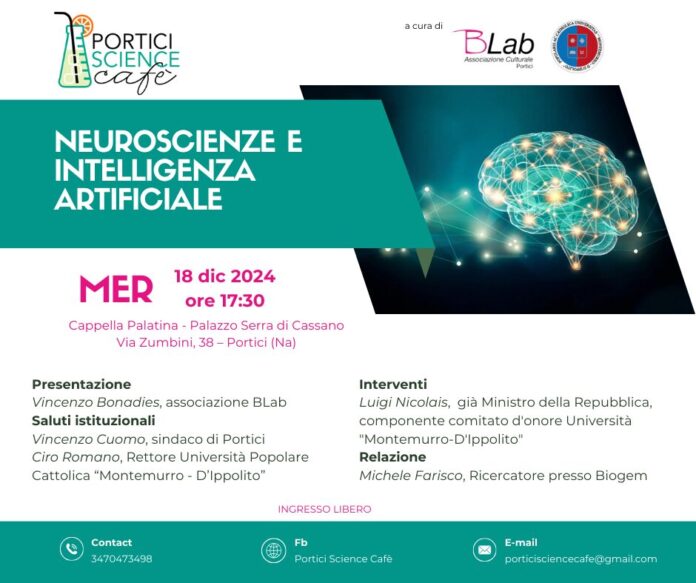 Mercoledì 18 dicembre inaugurazione dell'11° ciclo di incontri dedicati alla divulgazione scientifica, a cura del Portici Science Cafè